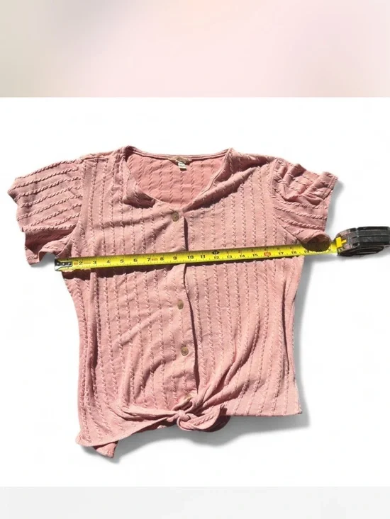Weatherproof Vintage Pink Textured Knit Top M Button Front Cottagecore  Tee - Picture 5 of 8